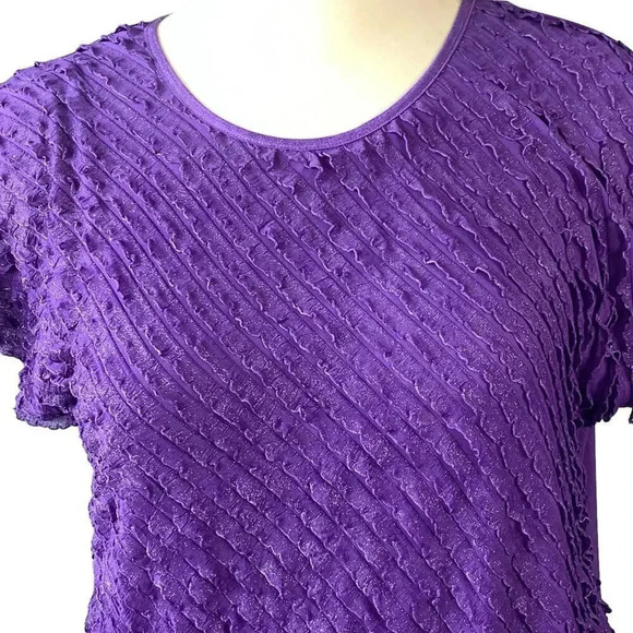 Rebecca Malone Bundle of 2 Tiered Ruffles Short Sleeves Tops Size 1X Red Purple - Picture 5 of 14